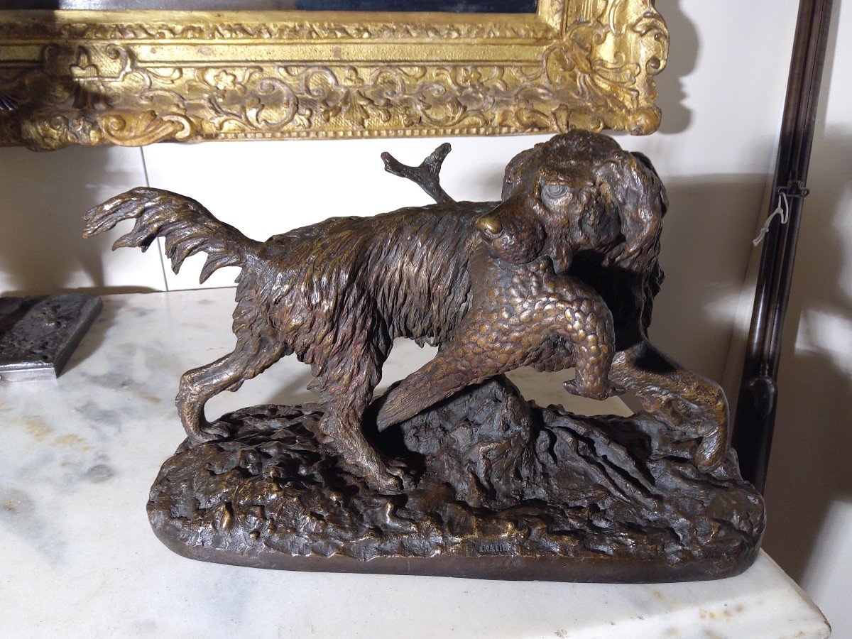 Bronze By Christophe Fratin Setter Bringing A Pheasant